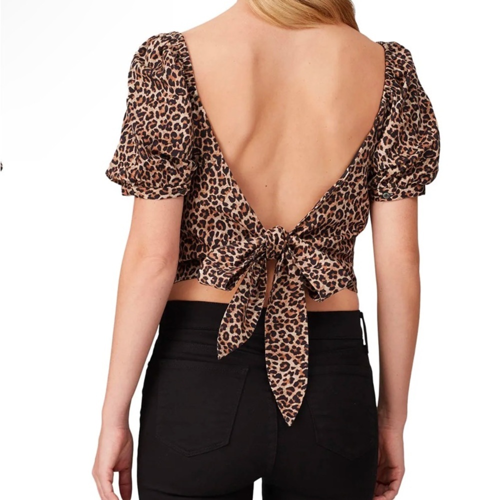 Marissa Webb Diane leopard print lightweight canvas print tie strap top